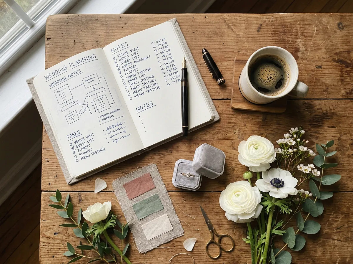 Des mariés entourés de leurs invités